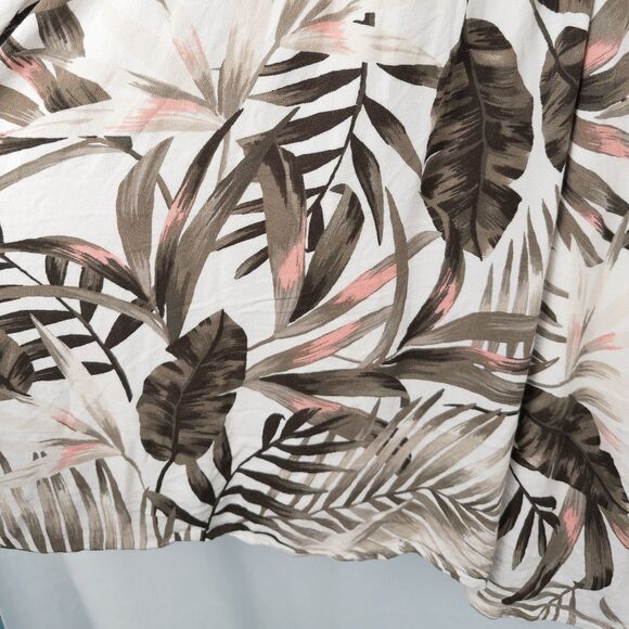 Old Navy Waist Defined Cross Front Crepe Dress Size XL White Palm Print Tropical - Picture 11 of 15